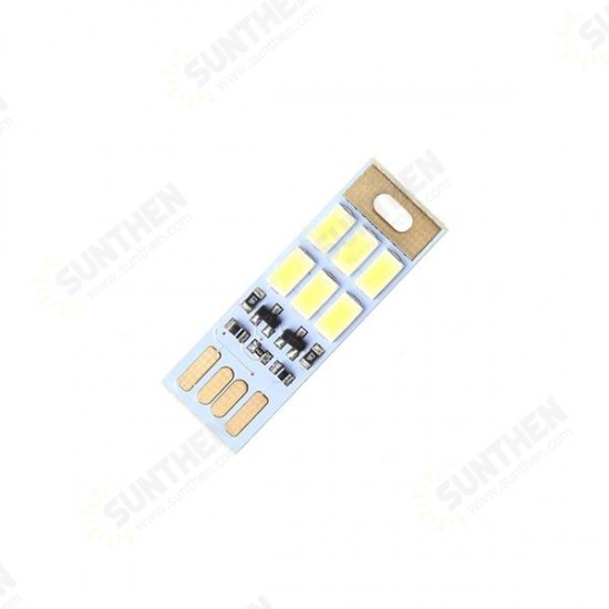 Mini 1W USB 6 LED Touch Stepless Dimming / Light-controlled Night Card Light for Power Bank Computer