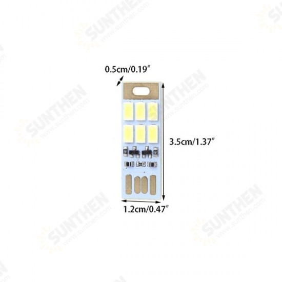 Mini 1W USB 6 LED Touch Stepless Dimming / Light-controlled Night Card Light for Power Bank Computer