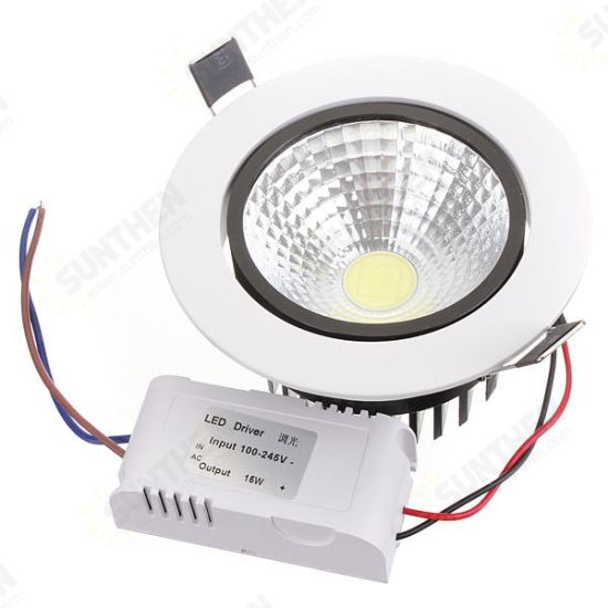 15W Dimmable COB LED Recessed Ceiling Light Fixture Down Light Kit