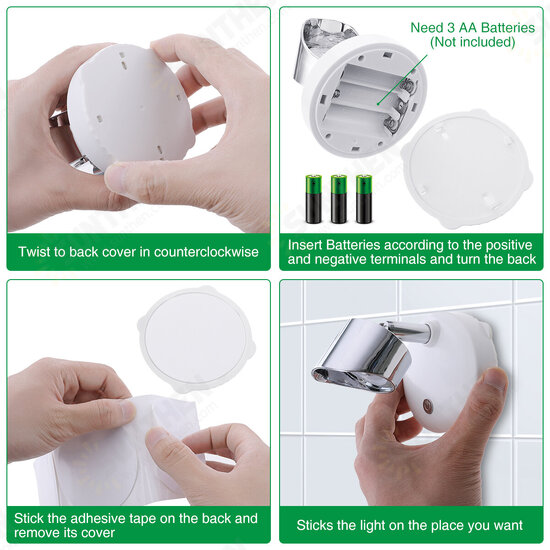 2PCS Battery Powered LED Cabinet Light Remote Control Spotlighting for Showcase Home Hotel