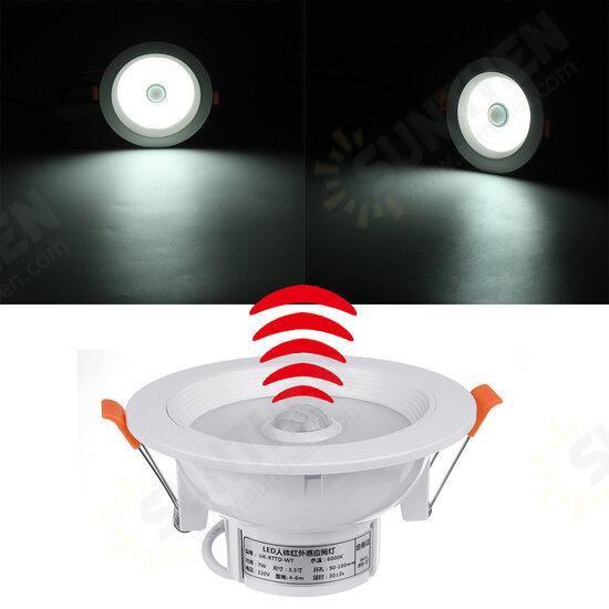 4inch LED 150° PIR Motion Sensor Recessed Ceiling Light Downlight Fixture Lamp Home