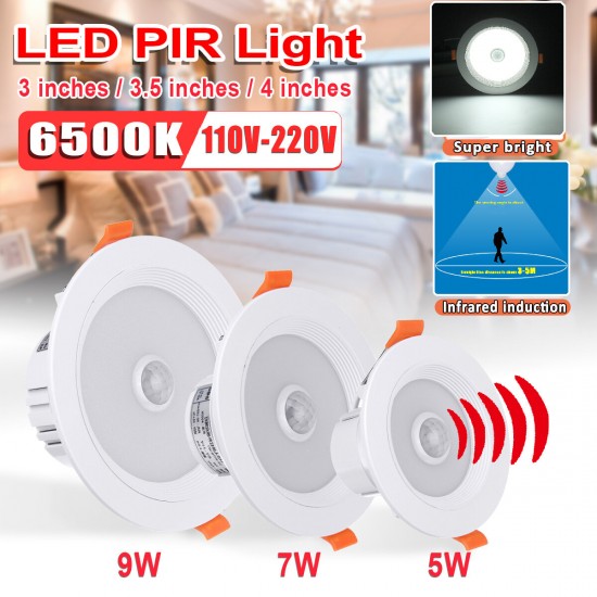 4inch LED 150° PIR Motion Sensor Recessed Ceiling Light Downlight Fixture Lamp Home