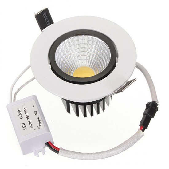 5W Dimmable COB LED Recessed Ceiling Light Fixture Down Light 220V