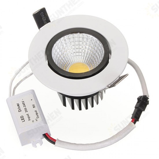 5W Dimmable COB LED Recessed Ceiling Light Fixture Down Light 220V