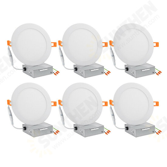 6/12 Pcs 6Inch LED Recessed Light Panel 12W with Junction Box Dimmable Can Down Lighting