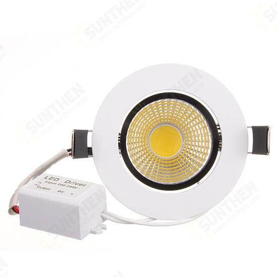 6W Dimmable COB LED Recessed Ceiling Light Fixture Down Light 220V