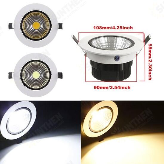 7W Dimmable COB LED Recessed Ceiling Light Fixture Down Light Kit