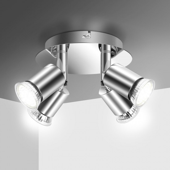 100-220V 4 Way GU10 LED Rotatable Ceiling Light Lamp Bulb Spotlight Fitting Home Lighting