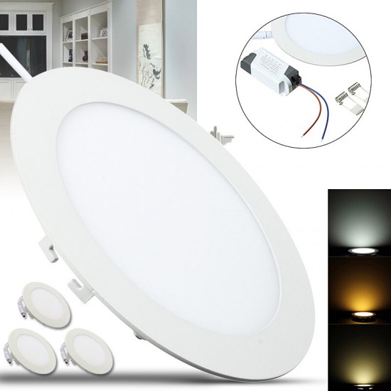 6.8-inch 12W Dimmable Ultra-thin Round LED Panel 1200lm 110V Recessed Ceiling Light for Office, Home, Commercial Decoration