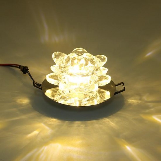 Modern 3W Crystal LED Lotus Ceiling Light Fixture Flush Mounted Lamp for Aisle Hallway