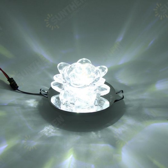 Modern 3W Crystal LED Lotus Ceiling Light Fixture Flush Mounted Lamp for Aisle Hallway