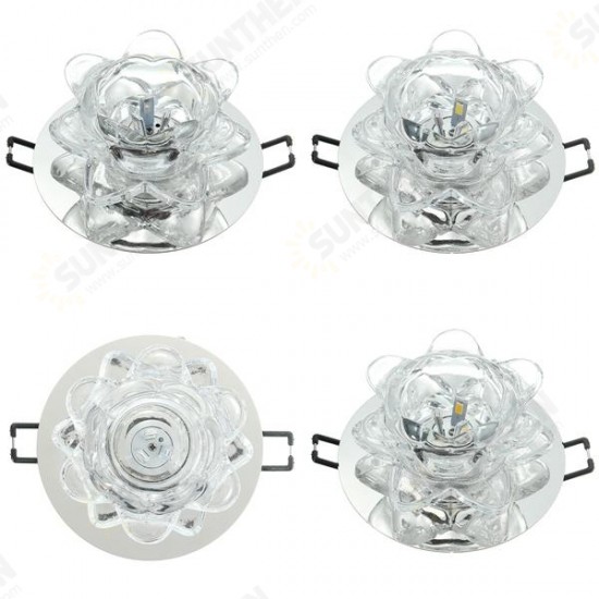 Modern 3W Crystal LED Lotus Ceiling Light Fixture Flush Mounted Lamp for Aisle Hallway