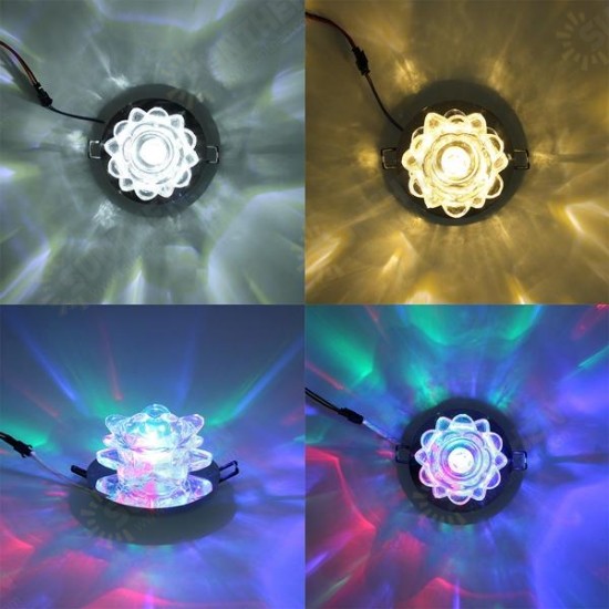 Modern 3W Crystal LED Lotus Ceiling Light Fixture Flush Mounted Lamp for Aisle Hallway