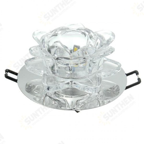 Modern 3W Crystal LED Lotus Ceiling Light Fixture Flush Mounted Lamp for Aisle Hallway