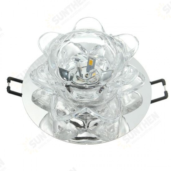 Modern 3W Crystal LED Lotus Ceiling Light Fixture Flush Mounted Lamp for Aisle Hallway