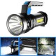 2PCS P500 Double Light 500m Long Range Strong Flashlight with COB Sidelight USB Rechargeable Powerful Handheld Spotlight LED Searchlight