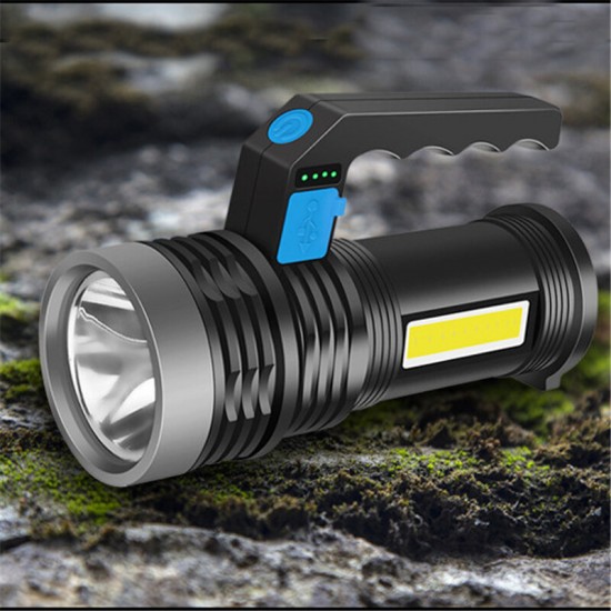 2PCS P500 Double Light 500m Long Range Strong Flashlight with COB Sidelight USB Rechargeable Powerful Handheld Spotlight LED Searchlight