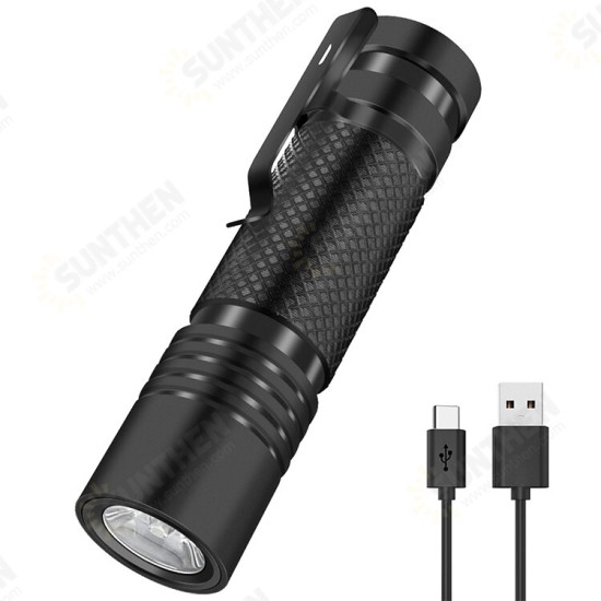 V8 800LM Type-C Fast Rechargeable EDC Flashlight with 18650 Battery Power Indicator Waterproof Mini LED Torch