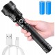 P70.2 Zoomable Flashlight Kit with 2x 26650 Li-ion Battery USB Cable, USB Rechargeable & Power Indicator High Lumen Flashlight Portable LED Torch