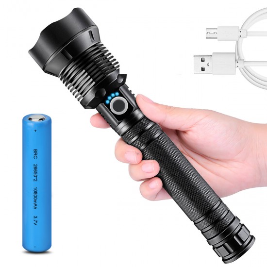 XHP70.2 90000 Lumens 26650 Battery LED Flashlight USB Rechargeable Outdoor Waterproof Tactical Flashlight
