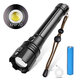 Super Bright Tactical Flashlight P70 LED Flashlight with Parallel Battery, Zoomable&IPX5 Waterproof&USB Rechargeable, 3 Modes Searchlight for Outdoor, Emergency, Home