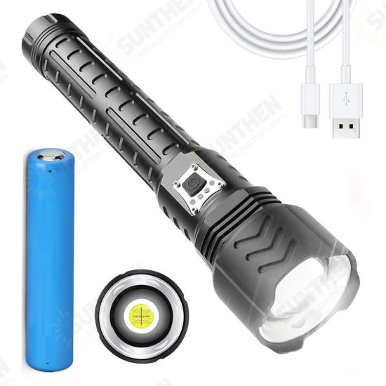 XHP90 Zoomable Flashlight 5 Modes USB-C Rechargeable Searchlight Hunting Camping Fishing