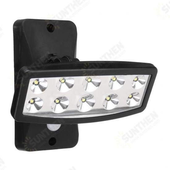 10 LED Solar Power PIR Motion Sensor Wall Light Outdoor Garden 3 Mode Flood Light