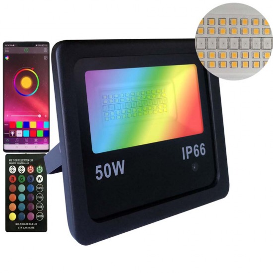 20W/30W/50W RGB Smart Floodlight Supports Bluetooth/Remote Control Outdoor Wall Light