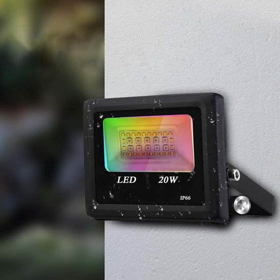 20W/30W/50W RGB Smart Floodlight Supports Bluetooth/Remote Control Outdoor Wall Light