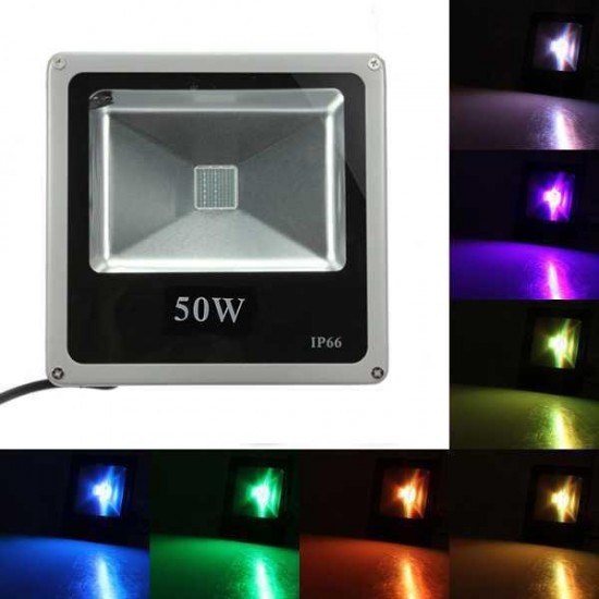 50W RGB LED Flood Light With Remote Control Outdoor Wash Garden Lamp