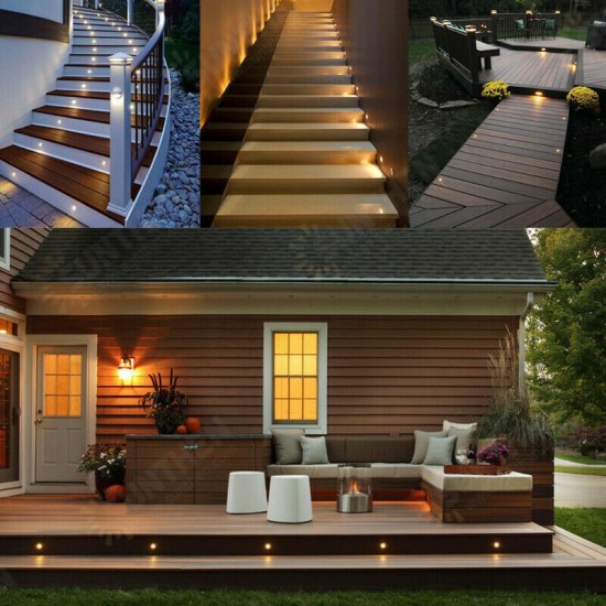 10x 32MMLED Deck Stair Light Waterproof Yard Garden Pathway Patio Landscape Lamp with EU Plug