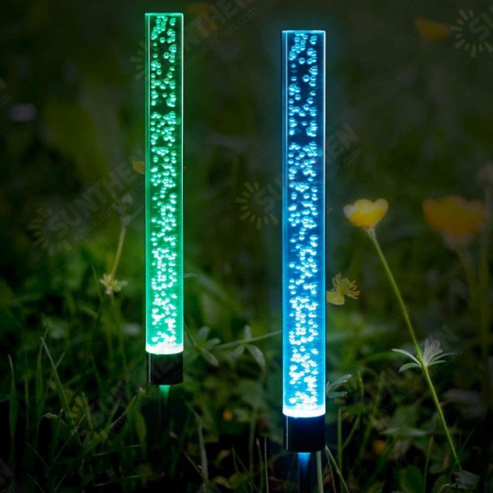 2Pcs Bubble LED Stick Light Solar Powered Garden Lawn Landscape Path Lamp Decorations