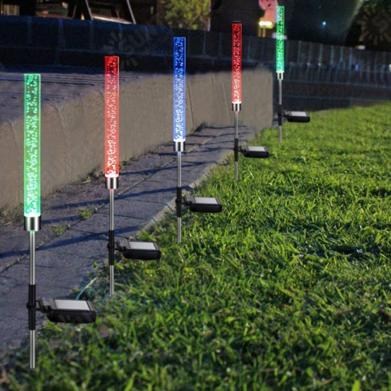 2Pcs Bubble LED Stick Light Solar Powered Garden Lawn Landscape Path Lamp Decorations