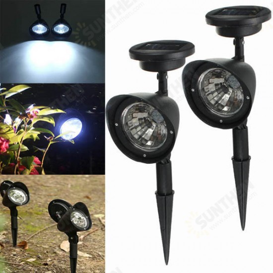 2pcs Garden Solar Power 4 White LED Spotlights Outdoor Lawn Courtyard Lamps