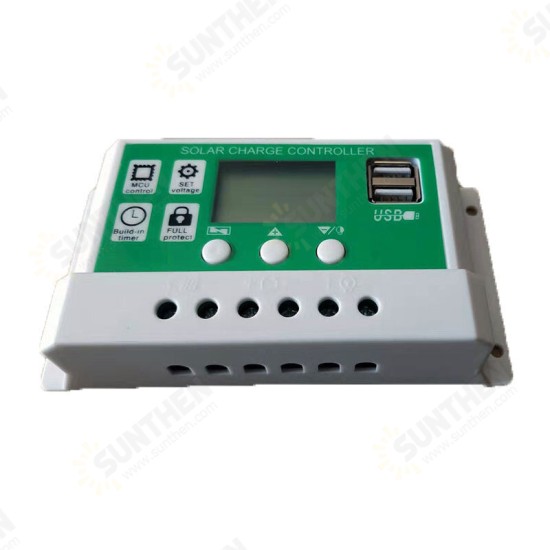 30A 12V 24V Solar Charge Controller Lithium Battery LCD Display USB Charged Solar Panel Charger