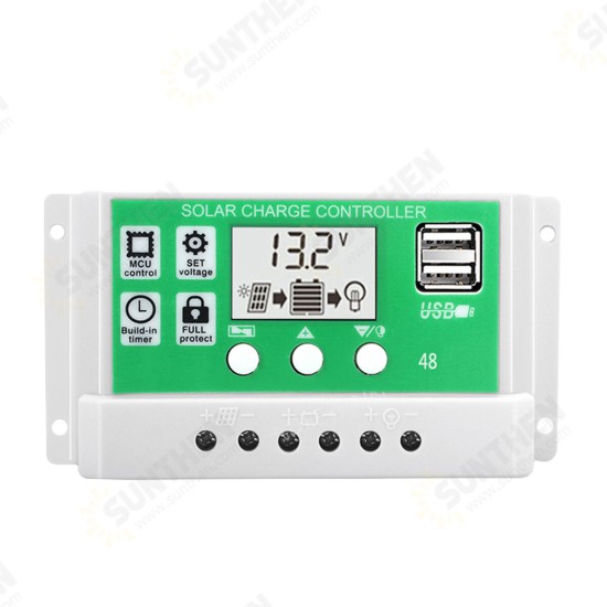 30A 12V 24V Solar Charge Controller Lithium Battery LCD Display USB Charged Solar Panel Charger