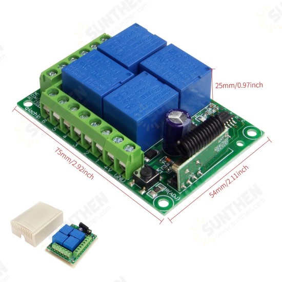 433MHz Universal Wireless Remote Switch DC12V 4CH RF Relay Receiver Module for Remote Garage/LED/Home