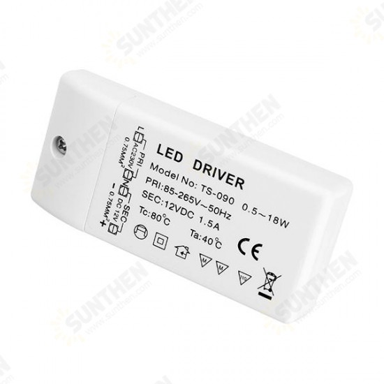 AC85-265V To DC12V 18W LED Driver Power Supply Transformer for MR11 MR16 Light Bulb