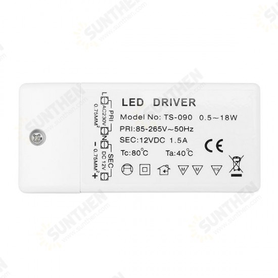 AC85-265V To DC12V 18W LED Driver Power Supply Transformer for MR11 MR16 Light Bulb