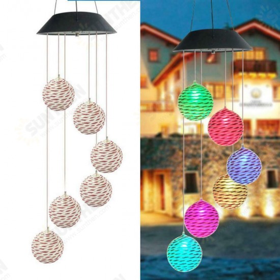 LED Light Solar Light Wind Chime Color Changing Garden Rattan Ball