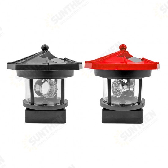 Lighthouse Shape Solar LED Light Garden Fence Yard Outdoor Decoration Smart Sensor Beacon Rotating Beam Lamp