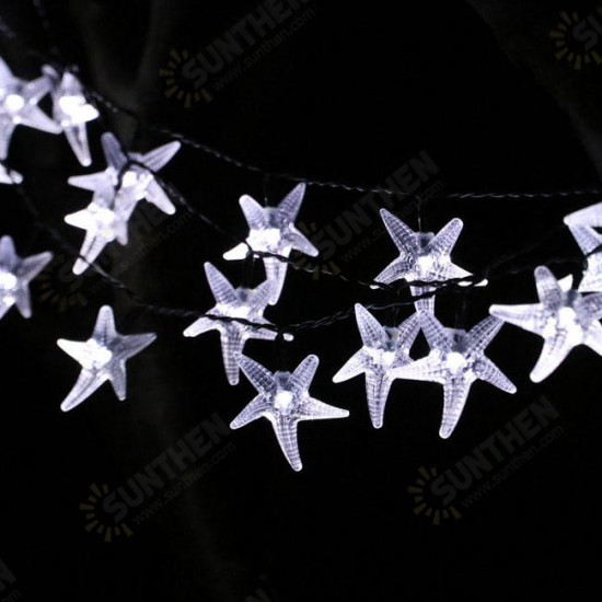 SSL-11 Gardening 6M 30LED Solar Panel String Light Starfish Holiday Party Wedding Decoration