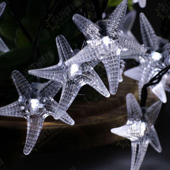 SSL-11 Gardening 6M 30LED Solar Panel String Light Starfish Holiday Party Wedding Decoration