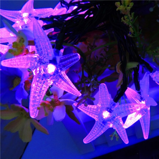 SSL-11 Gardening 6M 30LED Solar Panel String Light Starfish Holiday Party Wedding Decoration