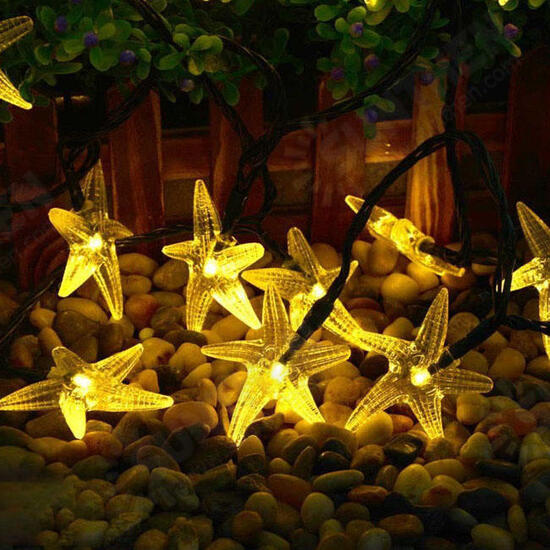 SSL-11 Gardening 6M 30LED Solar Panel String Light Starfish Holiday Party Wedding Decoration