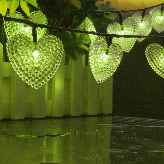 SSL-7 Gardening 4.8M 20LED Solar Panel Light Heart Holiday Christmas Wedding Decoration