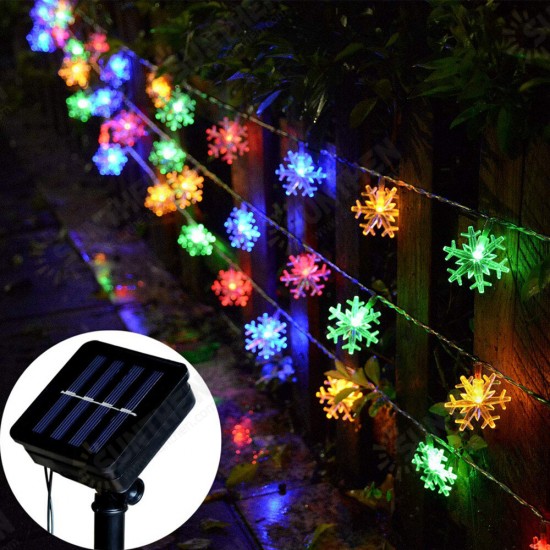 Snowflake String Lights Snow Fairy Garland Decor Solar Power LED for Christmas Tree New Year Room Decoration