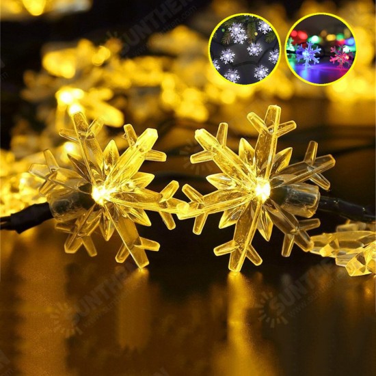 Snowflake String Lights Snow Fairy Garland Decor Solar Power LED for Christmas Tree New Year Room Decoration