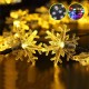 Snowflake String Lights Snow Fairy Garland Decor Solar Power LED for Christmas Tree New Year Room Decoration