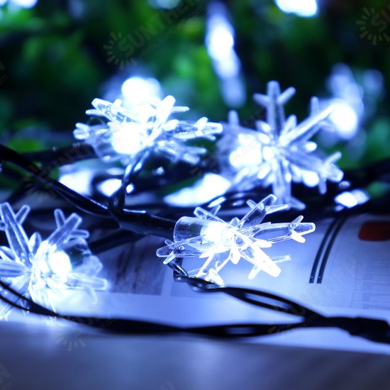 Snowflake String Lights Snow Fairy Garland Decor Solar Power LED for Christmas Tree New Year Room Decoration